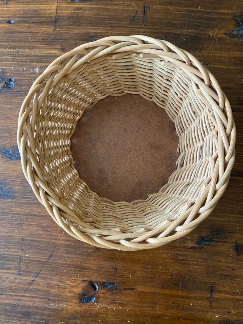 Natural Woven Basket Light Brown tan circular storage‎ boho cottagecore